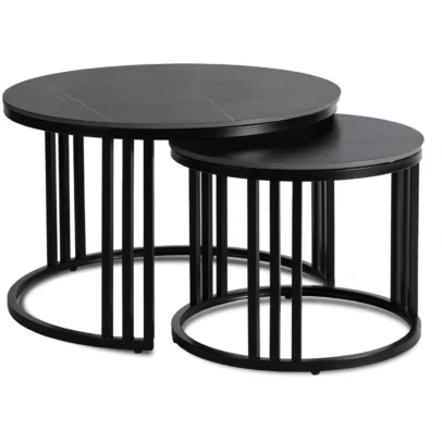 Konferenčný stolík JERRY, čierny mramor / čierna