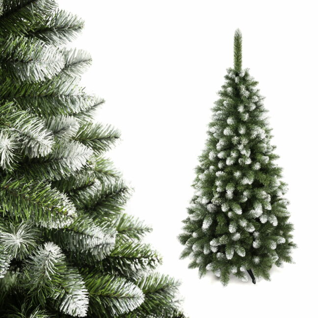 Umelý vianočný stromček – diamantová borovica PREMIUM zasnežený efekt 120cm