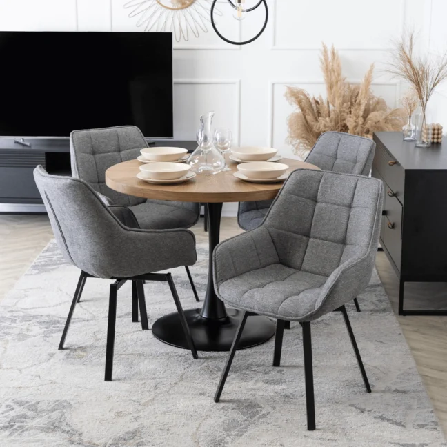 Okrúhly jedálenský stôl LINO 100 cm – orech / čierna