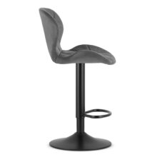 Barová stolička WEST so zamatovým čalúnením, sivá/čierna