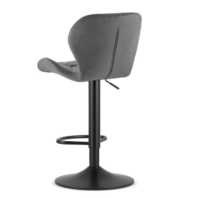 Barová stolička WEST so zamatovým čalúnením, sivá/čierna