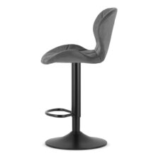 Barová stolička WEST so zamatovým čalúnením, sivá/čierna