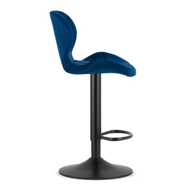 Barová stolička WEST so zamatovým čalúnením, modrá/čierna