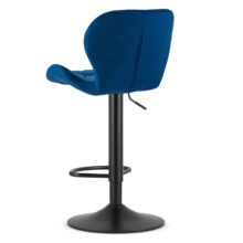 Barová stolička WEST so zamatovým čalúnením, modrá/čierna