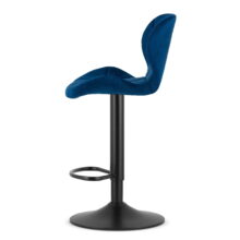 Barová stolička WEST so zamatovým čalúnením, modrá/čierna