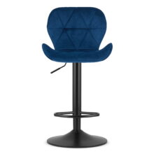Barová stolička WEST so zamatovým čalúnením, modrá/čierna