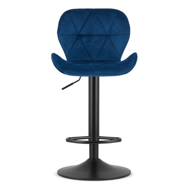 Barová stolička WEST so zamatovým čalúnením, modrá/čierna