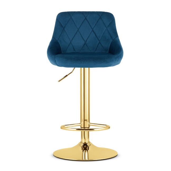 Barová stolička KAST zamat, tmavomodrá / zlatá