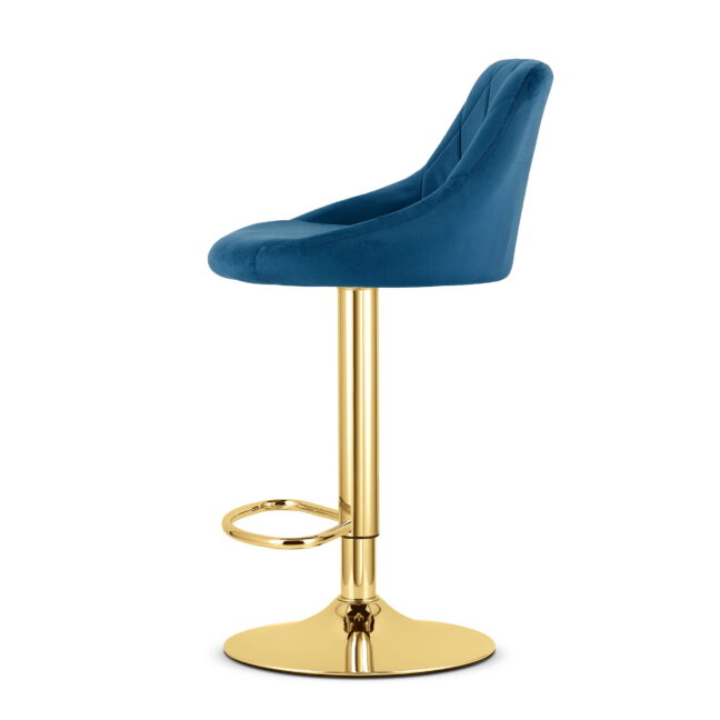Barová stolička KAST zamat, tmavomodrá / zlatá