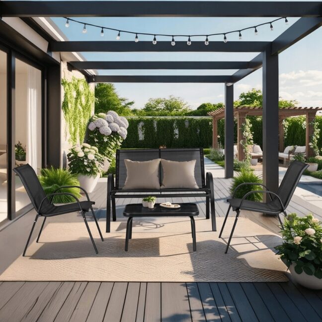 Záhradný nábytkový set MINNESOTA, čierna