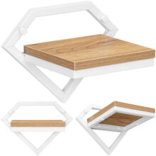 DORON kovová nástenná kvetinová polica, biely/craft