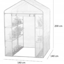Záhradný fóliovník s policami, 140x140x200 cm