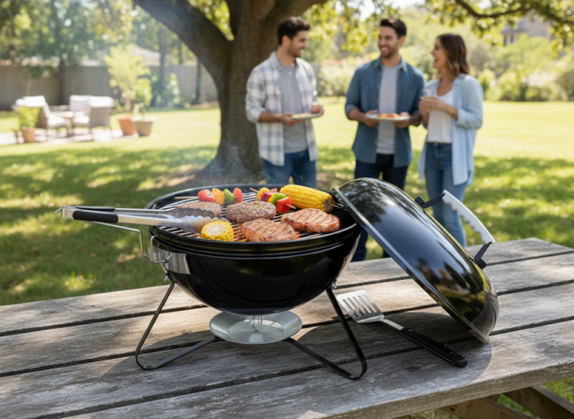 Guľatý gril na drevené uhlie