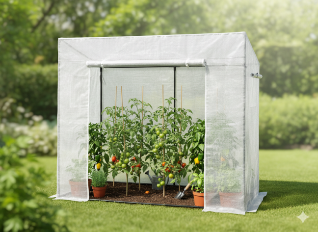 Praktický záhradný fóliovník na pestovanie, 200 x 77 x 168/146 cm