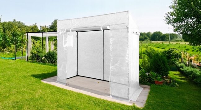 Praktický záhradný fóliovník na pestovanie, 200 x 77 x 168/146 cm