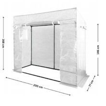 Praktický záhradný fóliovník na pestovanie, 200 x 77 x 168/146 cm