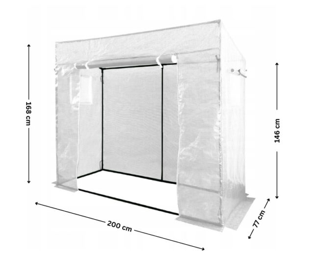 Praktický záhradný fóliovník na pestovanie, 200 x 77 x 168/146 cm