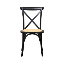 Drevená svadobná stolička CROSS-BACK WOOD RATTAN – čierna