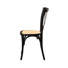 Drevená svadobná stolička CROSS-BACK WOOD RATTAN – čierna