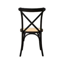 Drevená svadobná stolička CROSS-BACK WOOD RATTAN – čierna
