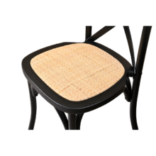 Drevená svadobná stolička CROSS-BACK WOOD RATTAN – čierna