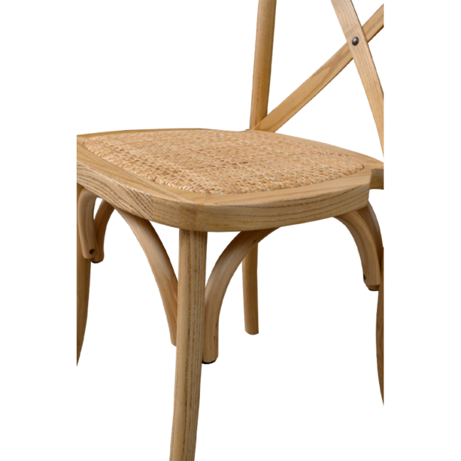 Drevená svadobná stolička CROSS-BACK WOOD RATTAN – prírodná