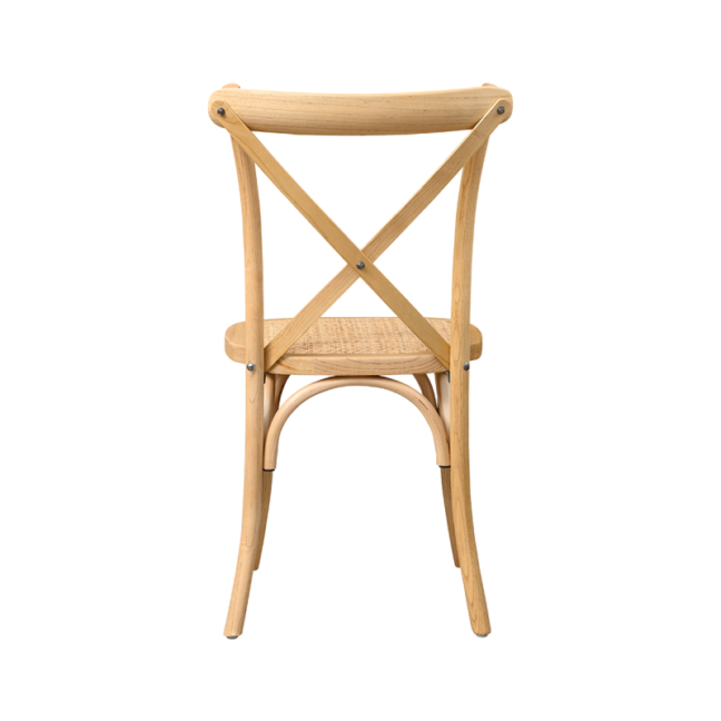 Drevená svadobná stolička CROSS-BACK WOOD RATTAN – prírodná