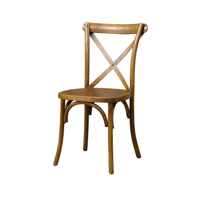 Drevená svadobná stolička CROSS-BACK WOOD – hnedá