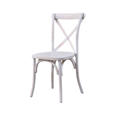 Drevená svadobná stolička CROSS-BACK WOOD – biela