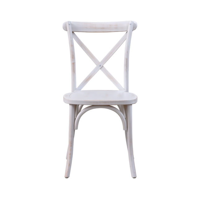 Drevená svadobná stolička CROSS-BACK WOOD – biela