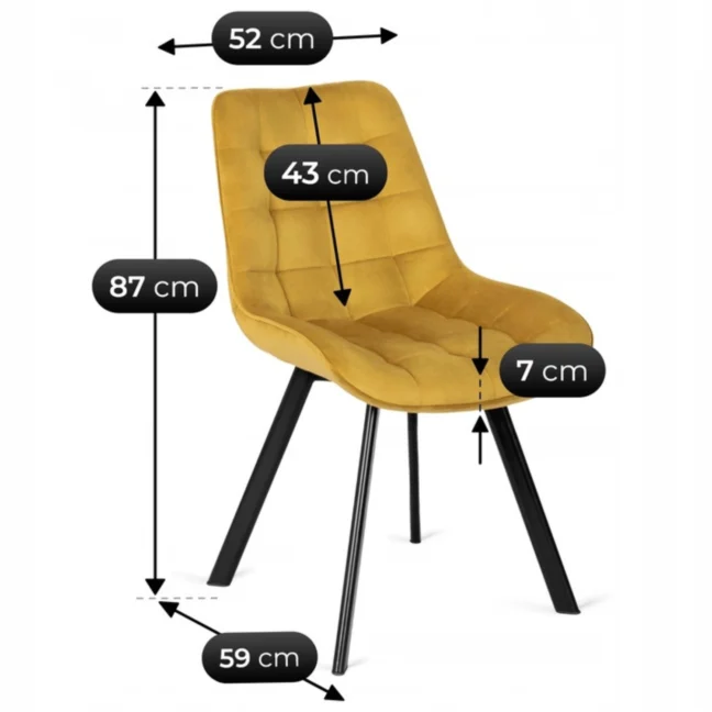 Jedálenská stolička RICK so zamatovým poťahom, horčicová