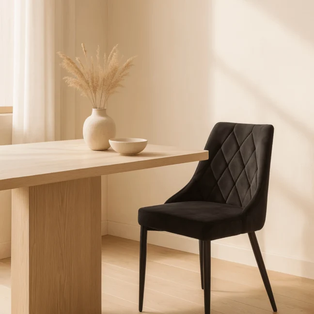 Čalúnená jedálenská stolička Cork, čierna