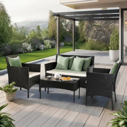 Záhradný set MISSISIPI, čierna/béžová