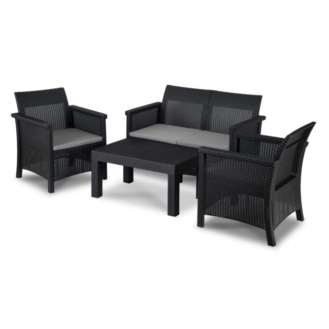 Záhradný set BRENTA, čierna/sivá