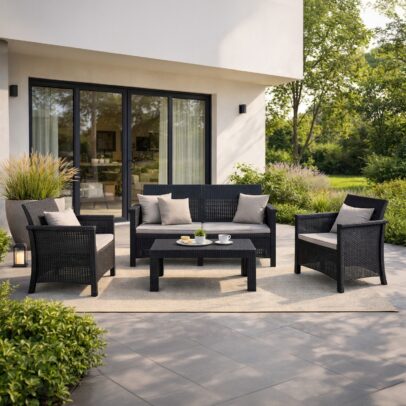 Záhradný set BRENTA, čierna/sivá