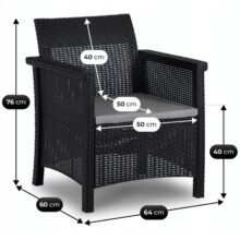 Záhradný set BRENTA, čierna/sivá