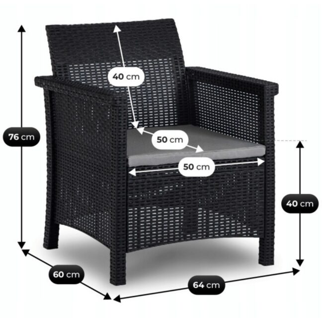 Záhradný set BRENTA, čierna/sivá