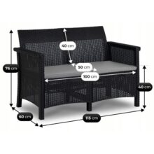 Záhradný set BRENTA, čierna/sivá