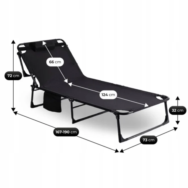 Záhradné ležadlo VENUS, čierna