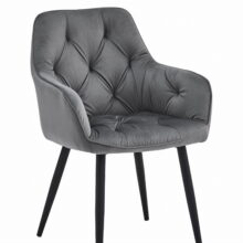 Jedálenská stolička zamatová JORK, tmavosivá