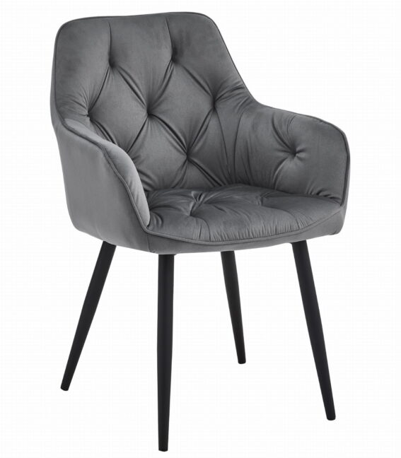 Jedálenská stolička zamatová JORK, tmavosivá