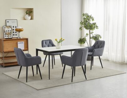 Jedálenská stolička zamatová JORK, tmavosivá