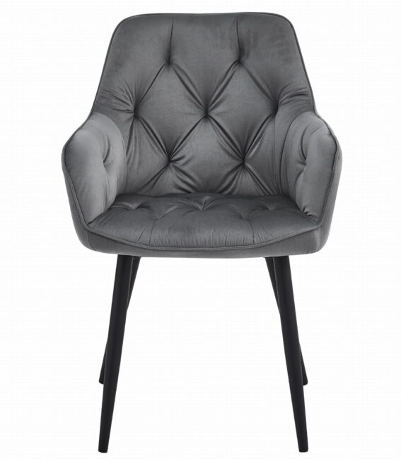 Jedálenská stolička zamatová JORK, tmavosivá