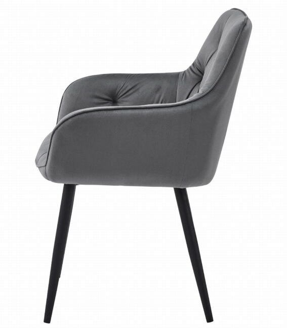 Jedálenská stolička zamatová JORK, tmavosivá