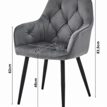 Jedálenská stolička zamatová JORK, tmavosivá
