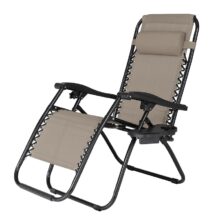 Skladacie záhradné relaxačné kreslo, béžové