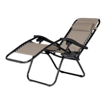 Skladacie záhradné relaxačné kreslo, béžové
