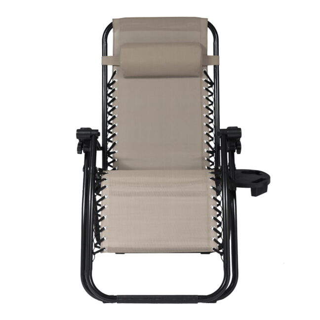 Skladacie záhradné relaxačné kreslo, béžové