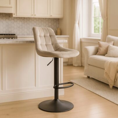 Barová stolička ARCOS béžová zamatová/čierna