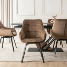 Otočná jedálenská stolička LUNA, hnedá zamatová